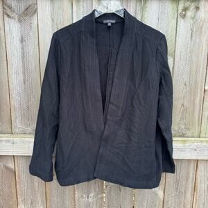 Eileen Fisher Cardigan Top Blazer Long Sleeves Waffle Knit  Black XL Capstone